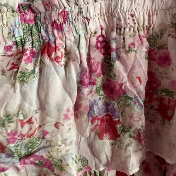 New LoveShackFancy Popover Mini Dress Pink Floral Layered Smocked Ruffled Sz L - Picture 5 of 11